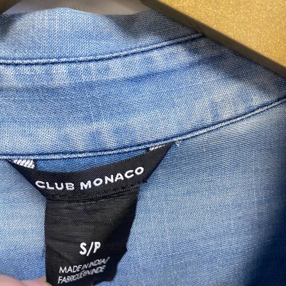 Club Monaco Chambray Denim Button Down Top - Picture 5 of 11